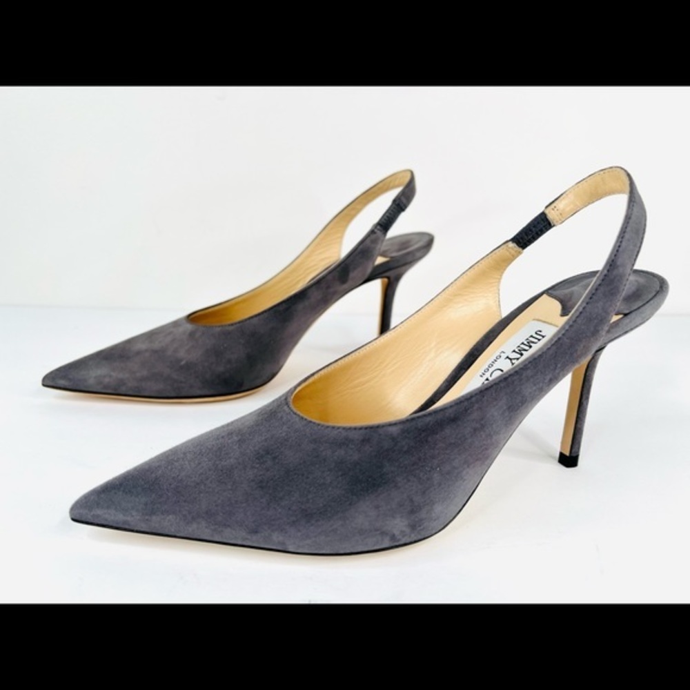 Jimmy Choo Ivy Suede 85mm Slingback Pointed Toe Heel Pumps Size 36.5